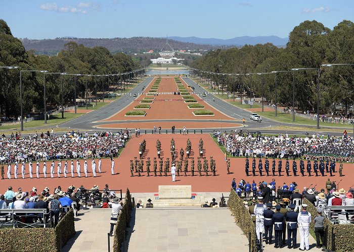 Anzac Parade 13) Topless protester runs towards Trump's motorcade photo