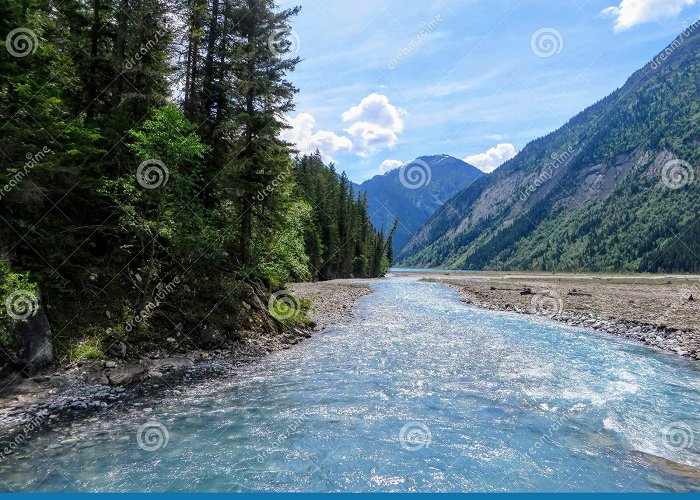 Pretty River Valley Provincial Park A Beautiful Clean Blue River Running through a Valley and Forest ... photo