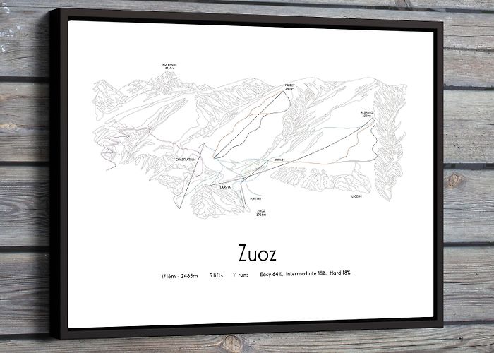 Albanas Zuoz Ski Piste Map Poster/print - Etsy Israel photo